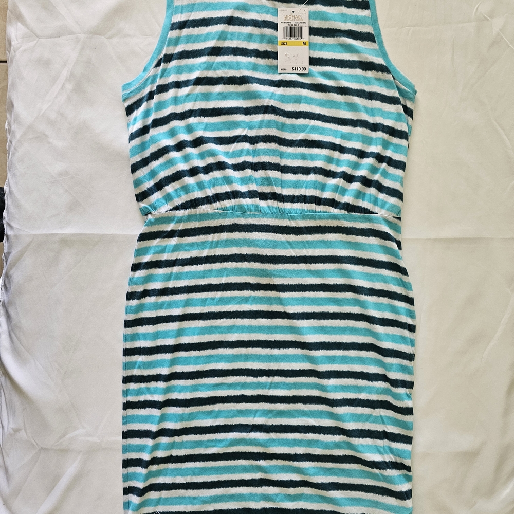Michael Kors Teal and White Striped Dress